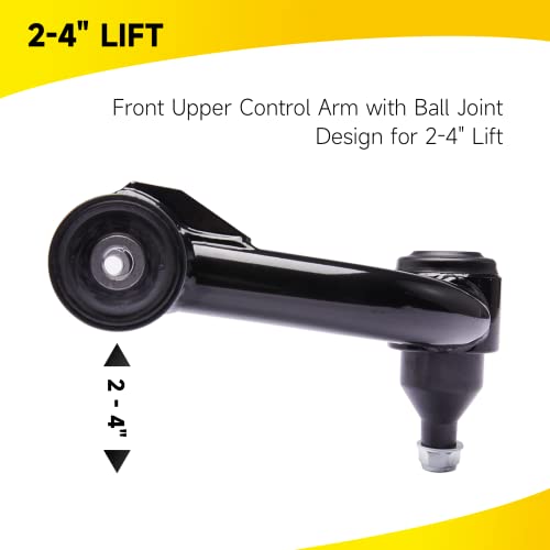Hilike 2-4Inch Upper Control Arms For Ford F150 2004-2022, Adaption 2-4" Lift Suspension Kit, Replacement Suspension Tubular Black Arms With Ball Joint Included #TOP3