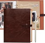 RECUTMS Photo Album 4x6 200 Photos with Writing Space, Leather Cover(Brown) | 30 Writing Paper, 6-Ring Binder, DIY Scrapbook, Memory Book, Wedding Family Anniversaries Baby Travel Graduation & Gift