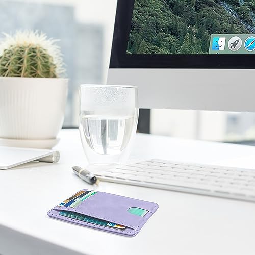 Image of CONISY Slim Credit Card Holder for Women, Thin Front Pocket Leather Mini Wallet with RFID Blocking (Purple)