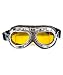 CRG Sports Vintage Aviator Pilot Style Motorcycle Cruiser Scooter Goggle T08 T08SYD Yellow lens, silver frame, dark chocolate padding