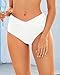 Talisea Women Full Coverage Bikini Bottom - V Cut Bathing Suit Bottoms Mid Waist Twist Front Swimsuit Bottom Swimwear 2025 White