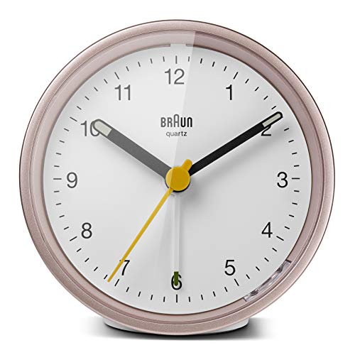 Braun Classic Analogue Clock With Snooze And Light, Quiet Quartz Movement, Crescendo Beep Alarm In White And Rose, Model Bc12Pw, Pink, One Size #TOP3