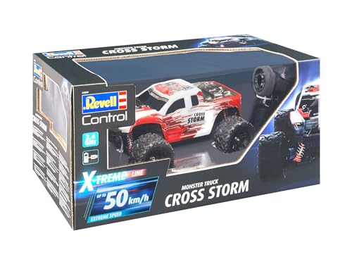 Revell X-TREME Cross Storm RC Monstertruck I Extremes Offroad-Erlebnis dank robustem Chassis & 4WD I Mit &Uuml;berrollk&auml;fig I 50 km/h Top-Speed dank leistungsstarkem Elektromotor I Ideal ab 14 Jahren, Rot