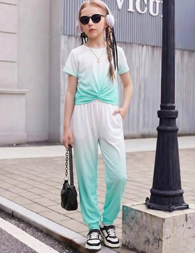 Image of Arshiner Girls Clothing Sets Tie Dye Twist Front Tops & Sweatpants Outfits Sportwear Sweatsuits Tracksuits 4-13 Year