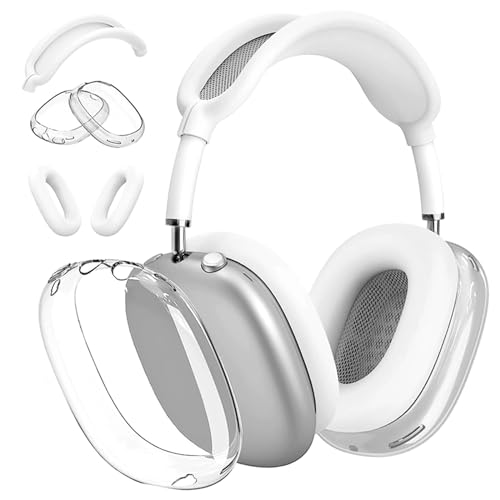 Soft Case Cover Compatible with AirPods Max Headphones, Clear Anti-Scratch Ear Pad Case Cover TPU Protective Ear Cups Covers Accessories, Anti-Dust Headband Cover