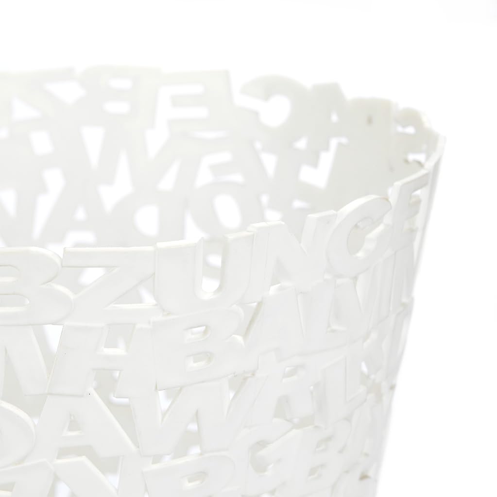 Plastic Letters Wastebasket - White by Balvi