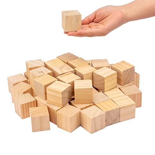 20 Pack 2 Inches Unfinished Wood Cubes Blocks - Natural Wooden Square Blocks Great For Crafts Making #TOP4