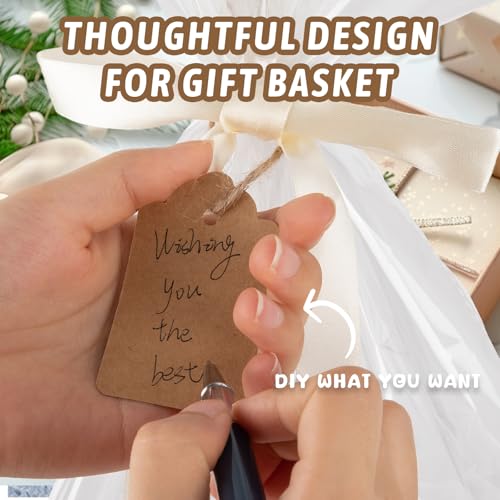 Image of OIAHOMY Small Woven Basket with Gift Bags, Ribbons & DIY Label Card, Baskets for Gifts Empty, Small Rope Basket 12 * 8 * 5IN, Cute Decorative Baskets with Handles for Baby Pets, Toys, Pink