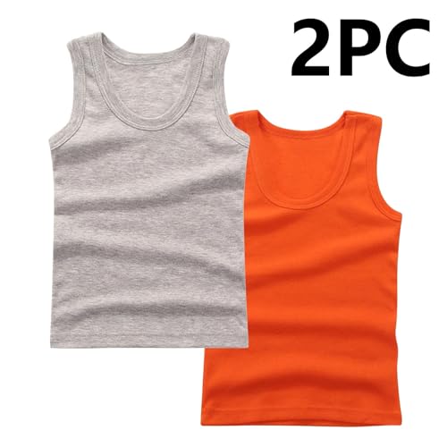 2-Pack Kids Basic Solid Sleeveless Tank Top Comfy Cotton Tee Shirts for Toddler Boys and Girls 2-14 Years3
