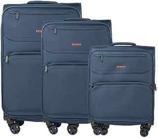 Maleta flexible de lona – Lote de 3 – (76 cm, 66 cm, 55 cm), color azul, azul, 76 x 48 x 30/34 cm, Maleta