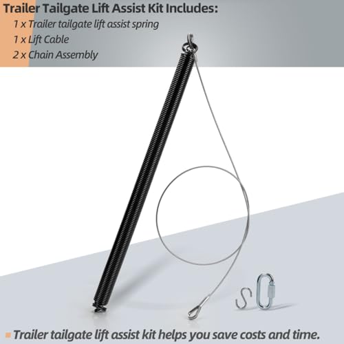 Trailer Tailgate Lift Assist Replacement Spring, Trailer Gate Lift Assist Kit, Trailer Ramp Spring & Cable Assembly Kit Fits for Trailer Tailgate Lift Parts