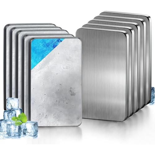 強力保冷剤 驚異の保冷力 2/4/6/8/10個セット【倍速凍結&長時間保冷】ステンレス製アイス保冷剤 コンパクト 長持ち 繰り返し使用可 防災用にも最適 (四角形(17.5*11.5*1.3cm),10)