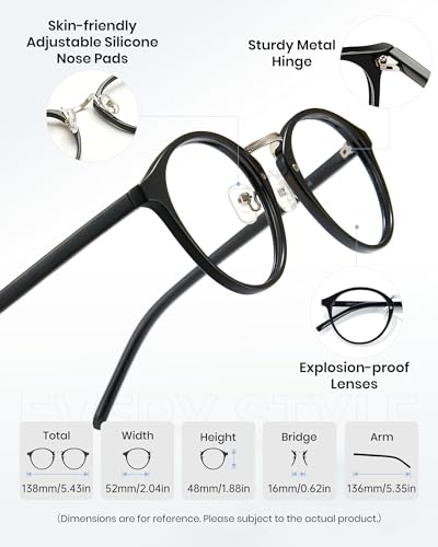 Image of Cyxus Nerd Glasses Round Blue Light Glasses for Women Men Reduce Eye Strain UV Blocking for Computer Screen(8065T01 Black)