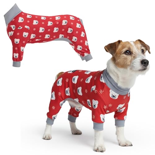 Image of Spark Paws Dog Christmas Pajama, Dog Recovery Suit Male, Onesie, Ultra-Soft and 4-Way Stretch, for Small Medium and Large Breeds - Polar Bear - L