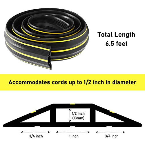 Floor Cord Cover, 6.5 Ft Floor Cable Cover Heavy Duty Rubber Cable Protector 3 Channels Cable Management Extension Cord Cover Hider Concealer For Home Office Outdoor, Easy To Unroll, Black #TOP1