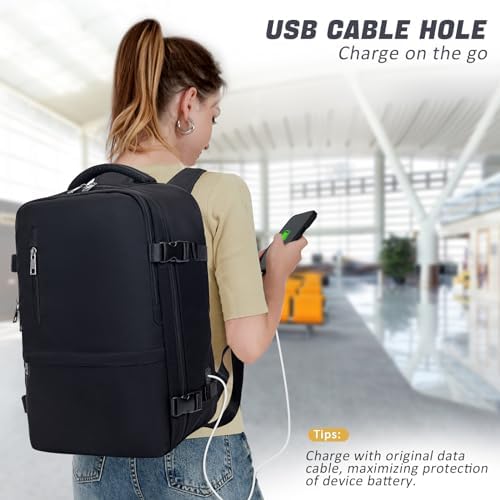 Xkdoai Cabin Bags 40x20x25 for Ryanair, Small Underseat Carry On Travel Backpack Casual Hand Luggage Flight Loptop Bags for Women Men Cabin Size Rucksack 20L Black