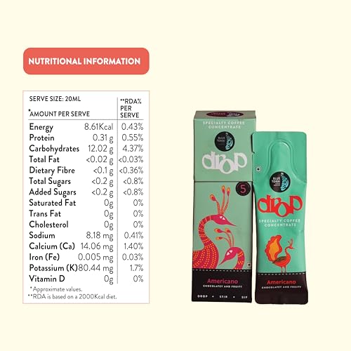 Image of Blue Tokai Coffee Roasters Drop Americano | Liquid Coffee Concentrate | 100% Arabica | Ready to Use Coffee | Hot or Cold | Pack Of 10 Sachets | 20ML Each | Instant Coffee | Specialty Coffee Concentrate