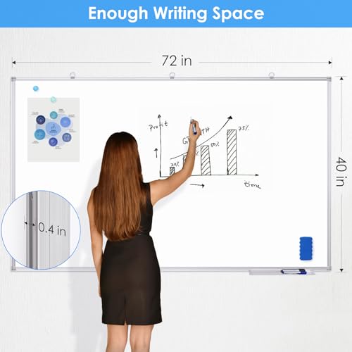 Dry Erase Board 72 x 40 Inch, Large Magnetic White Board for Wall, Maxtek Aluminum Frame Erase Board Presentation Wall-Mounted Marker Board with a Long Pen Tray for Classroom, Office & Home - Image 3