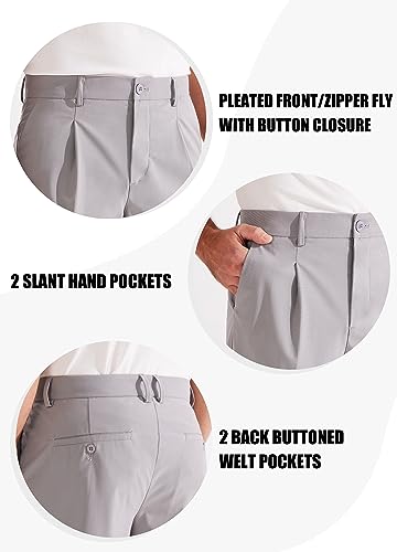 Libin Men'S Dress Pants Classic Fit Pleated Front Work Golf Pants 31 Inch Stretch Business Casual Pants Lightweight With Pockets thumb #2