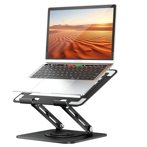 Image of tounee Laptop Stand for Desk, Adjustable Computer Stand Holder with 360 Rotating Base, Ergonomic Laptop Riser Compatible with MacBook Pro Air, All Laptops 10-15.6 inch-Black