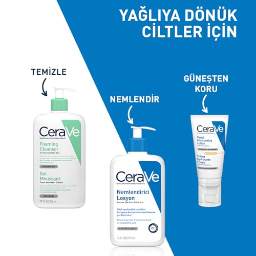 CeraVe Normal ve Yağlı Ciltler için Seramid İçerikli Köpüren Temizleyici Yüz Vücut 562 ml