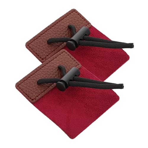 WHAMVOX 2pcs Archery Finger Tab Right Hand Fingertip Protector Pu Leather Wrist Protector for Archery Practice Adjustment Rope