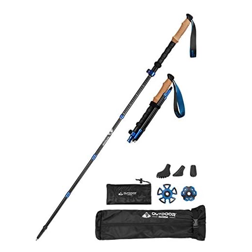 Outdoor Panda Bâtons de randonnée Pliables en Carbone pour Femmes et Hommes - Bâtons de Trekking Facilement réglables pour la Marche Nordique, la randonnée et Le Trekking | 100-120 cm