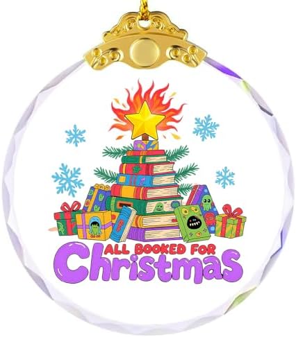 Book Ornaments for Christmas Tree Gifts for Book Lovers - Gift for Reading Lover Women - Gift Ideas for Bookworm, Women, Librarian, Nerd - Glass Ornamen