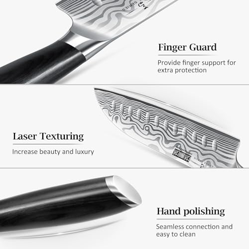 HOSHANHO 7 Inch Santoku Knife, Ultra Sharp Japanese High Carbon Powder Steel Kitchen Knife, Professional Chefs Knife with Ergonomic Handle - Image 4