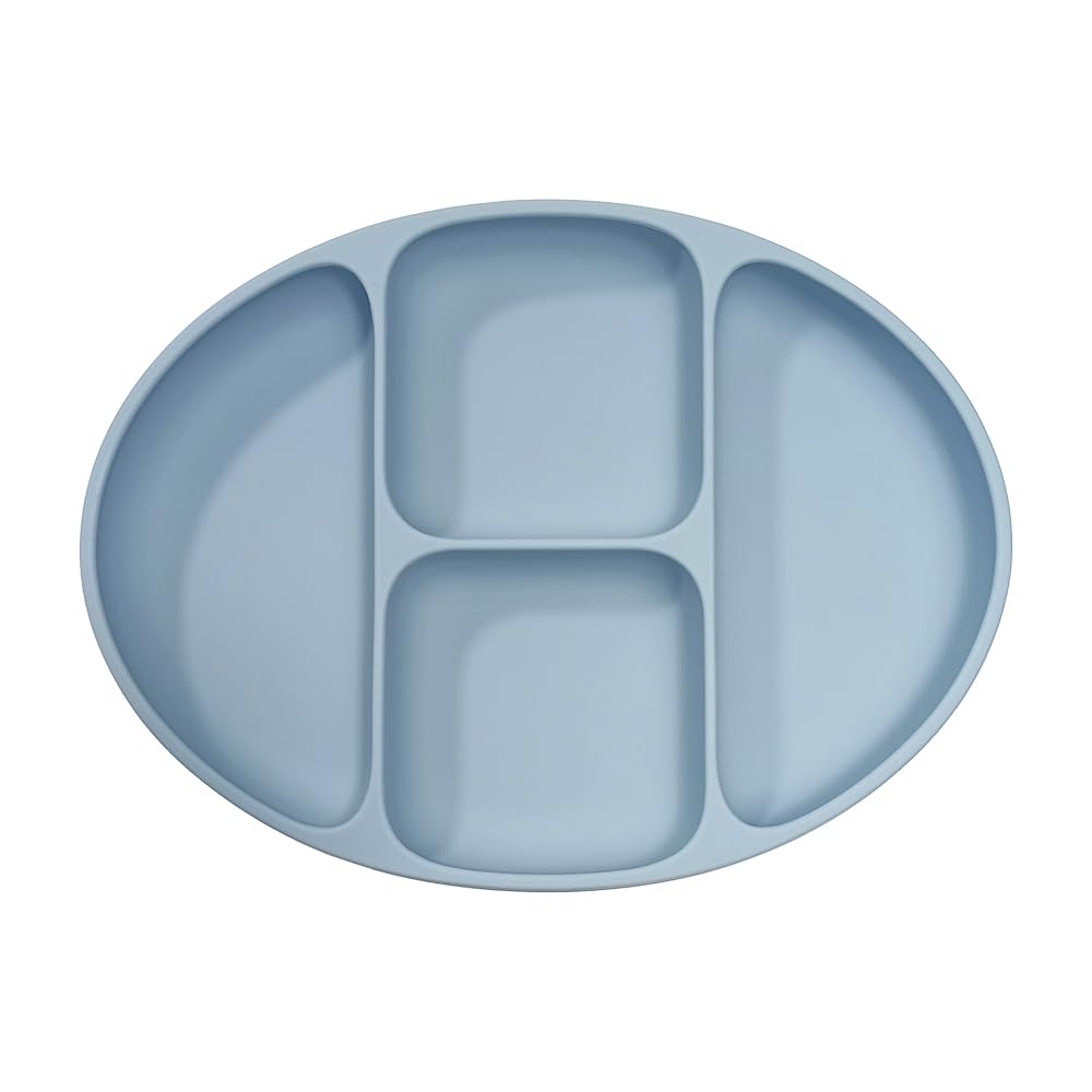 Suction Plates for Baby,Toddler Plates with Suction,Silicone Divided Kids Placemat Fits Most Highchair Trays,Microwave & Dishwasher Safe (Blue)