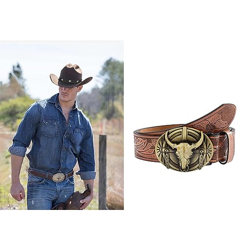 Engraved Buckle Belt For Men Vintage Western Pants Belt Cosplay Costume Decorative Waist Belt For Teens Boy Accessories2