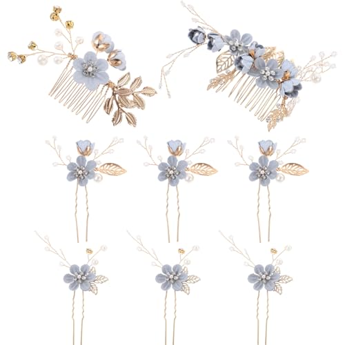 BELLIFFY 花柄ヘアアクセサリーセット 8個入り フラワーヘッドピース ブライダルヘアコーム 結婚式用 エレガントなヘッドバンド