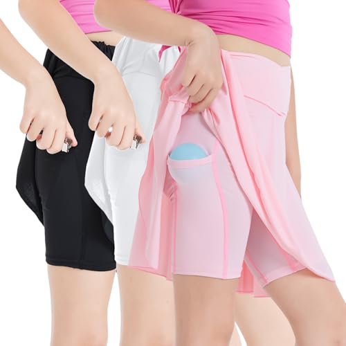 Image of Girls' 2-in-1 Flowy Butterfly Shorts with Pockets - Athletic Dance & Running Shorts for Ages 5-13