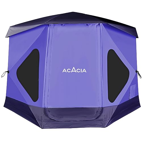ACACIA Space Tent XL, 4 to 6 Person Spacious Large Camping Tent with 2 Doors and 8 Windows, Waterproof Windproof Portable Easy Setup Hub Tent with Footprint for Family Camping, Hiking, Purple Agate
