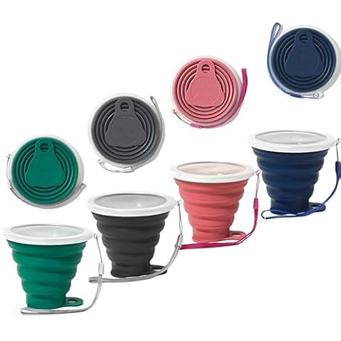 Intatikoo Silicone Collapsible Cups for Camping Travel,Small Portable Backpacking Camping Cup for Outdoor,Reusable Folding Travel Cup,270ml,Graduated(4 Colors) Cover