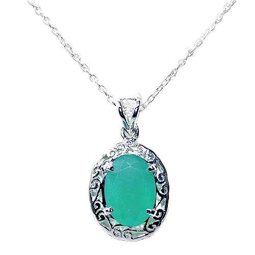 Colgante de ónix verde legítimo y plata maciza de alta joyería