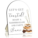 S'more Bar Signs, S'more Station Welcome Wooden Sign, Smores Bar Wedding Party Table Reception Decor, Roast a Marshmallow Entrance Greeting Stand Sign, Party S'more Decoration Supply Favor 8x10 In