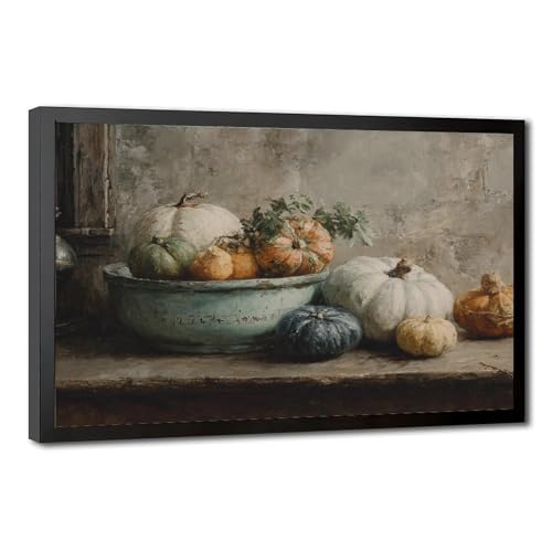 YFET Vintage Pumpkin Still Life Autumn Wall Art, Muted Earthy