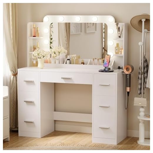 Furmax Vanity Desk with Mirror & Lights