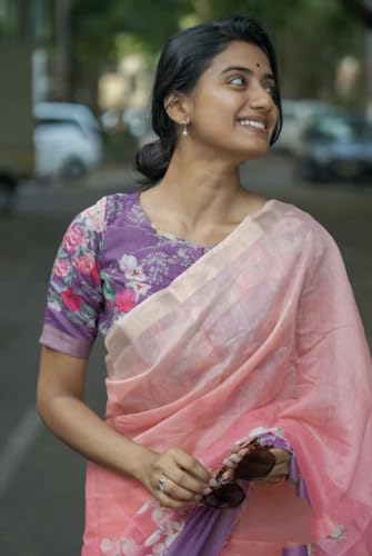 Image of C J Enterprise Women Banarasi Kanjivaram Style Linen Saree