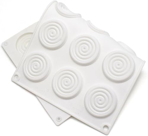 Miniatura 4 de Molde redondo de silicona para pastel en espiral, molde de 6 cavidades para dulces de gelatina (patrón en espiral C 11.64 x 6.84 x 0.4 pulgadas)
