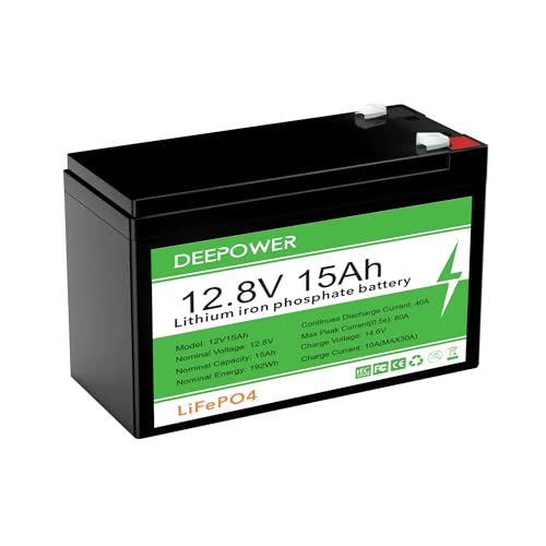 12V 15Ah LiFePO4 Battery, 192Wh, 5000+ Deep Cycles, for Marine, Trolling Motor Fish Finder, Ride on Toy, LED Light, Security Camera, Kayak, Power Wheels, Pride Go Go Mobility Scooters, ect.