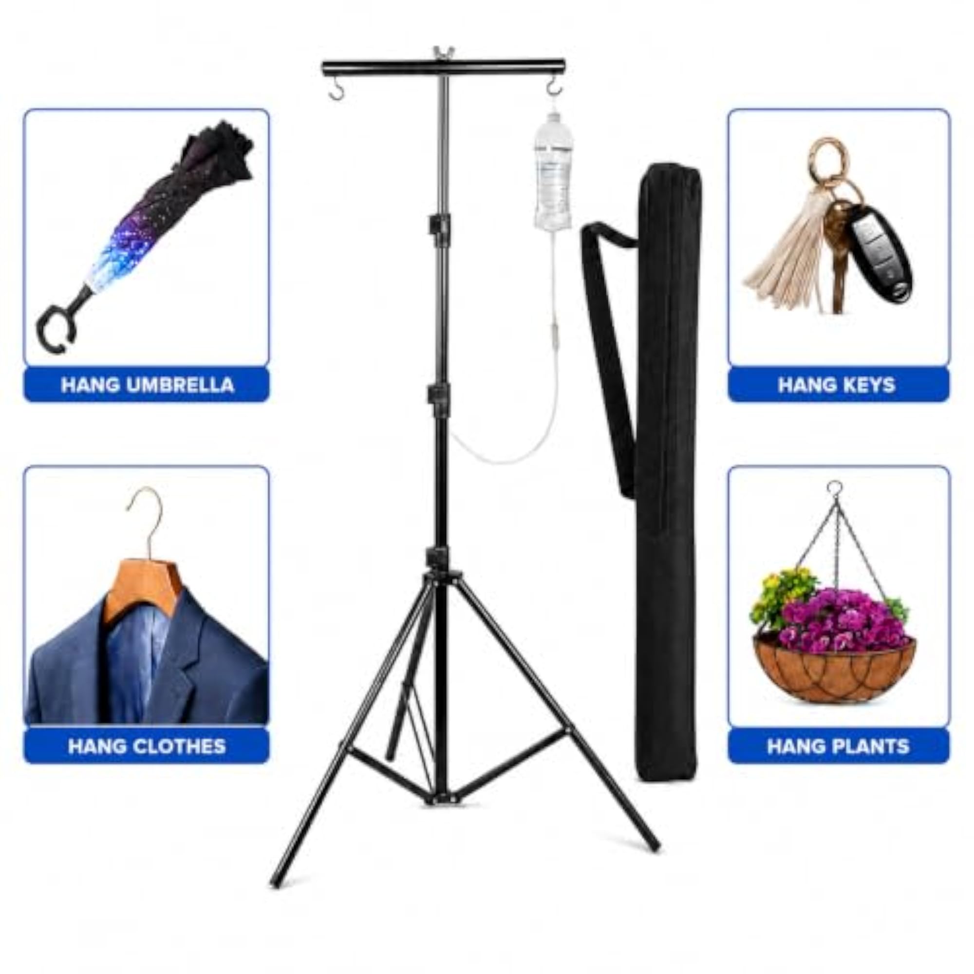Adjustable Iron IV Drip Stand with Carry Bag