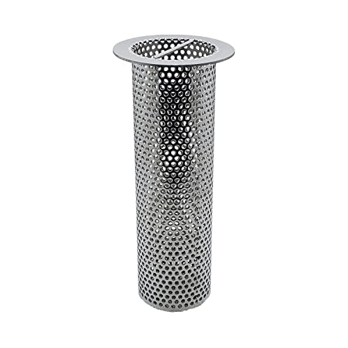 AmGood Cylindrical Floor Drain Strainer, 3 in. Diameter x 8 in. Tall - Perforated 304 Stainless Steel Commercial Drain Basket for Restaurant Kitchen, Bar and Floor Sink Drains