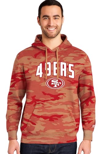 Zubaz NFL Men's All-Over Team Color Camo Lines Hoodie - San Francisco 49ers, Small