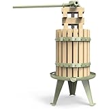Obstweinpresse – 100 % natürliche/gesunde Apfel- und Traubenpresse, manueller Saftbereiter für die Küche, Massivholzkorb mit Blöcken, Apfelwein-Weinherstellungspresse (LFGB-zertifiziert, robust) (6L)