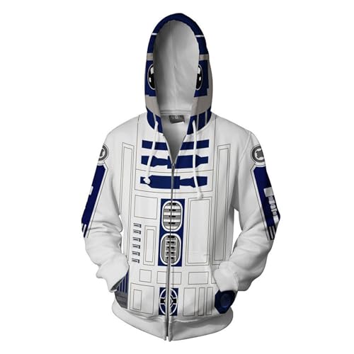 Buxomigrl Adult SW Cosplay Hoodie Jacket Halloween Cosplay Costume Sweatshirt 3D Print Hoodies Men Women r2d2 XLarge