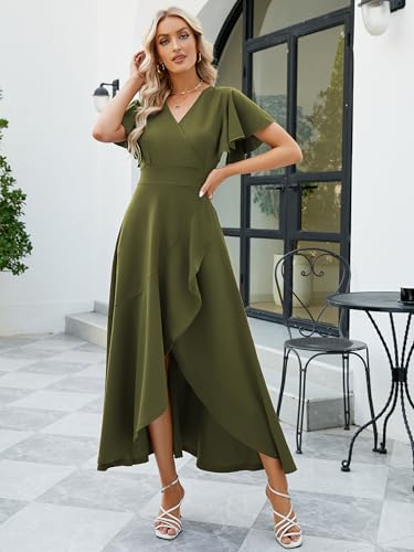 Image of ZZV Formal Dresses for Women Gowns Evening V Neck Wedding Guest Dresses