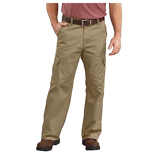 Dickies Men's Loose-Fit Cargo Work Pant, Khaki, 44W x 32L