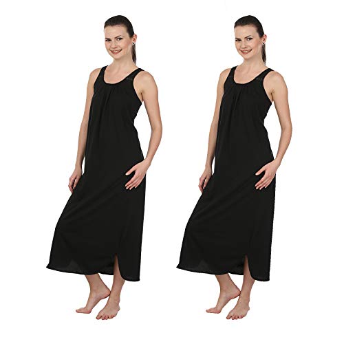 Image of BLAZON Women's Cotton Hosiery Solid Maxi Nighty Slip (Pack of 2) Available Sizes: S, M, L, XL, 2XL, 3XL, 4XL, 5XL